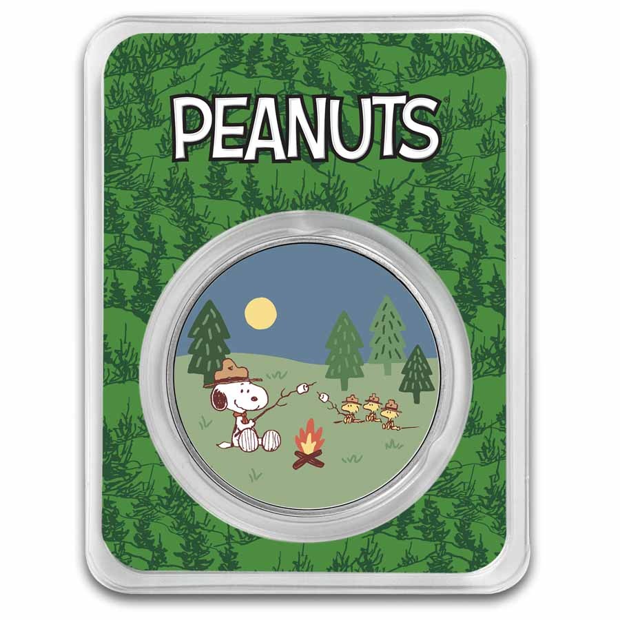 PEANUTS ビーグル・スカウト　オーバーナイトキャンプ　純銀1オンス Peanuts® Beagle Scouts Overnight Camp 1 oz Colorized Silver