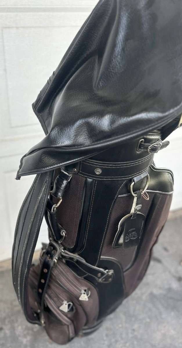 DAIWA ヴィンテージキャンバスキャディバッグ Vintage Daiwa Golf Bag Coach Collection Black Leather Brown Fabric