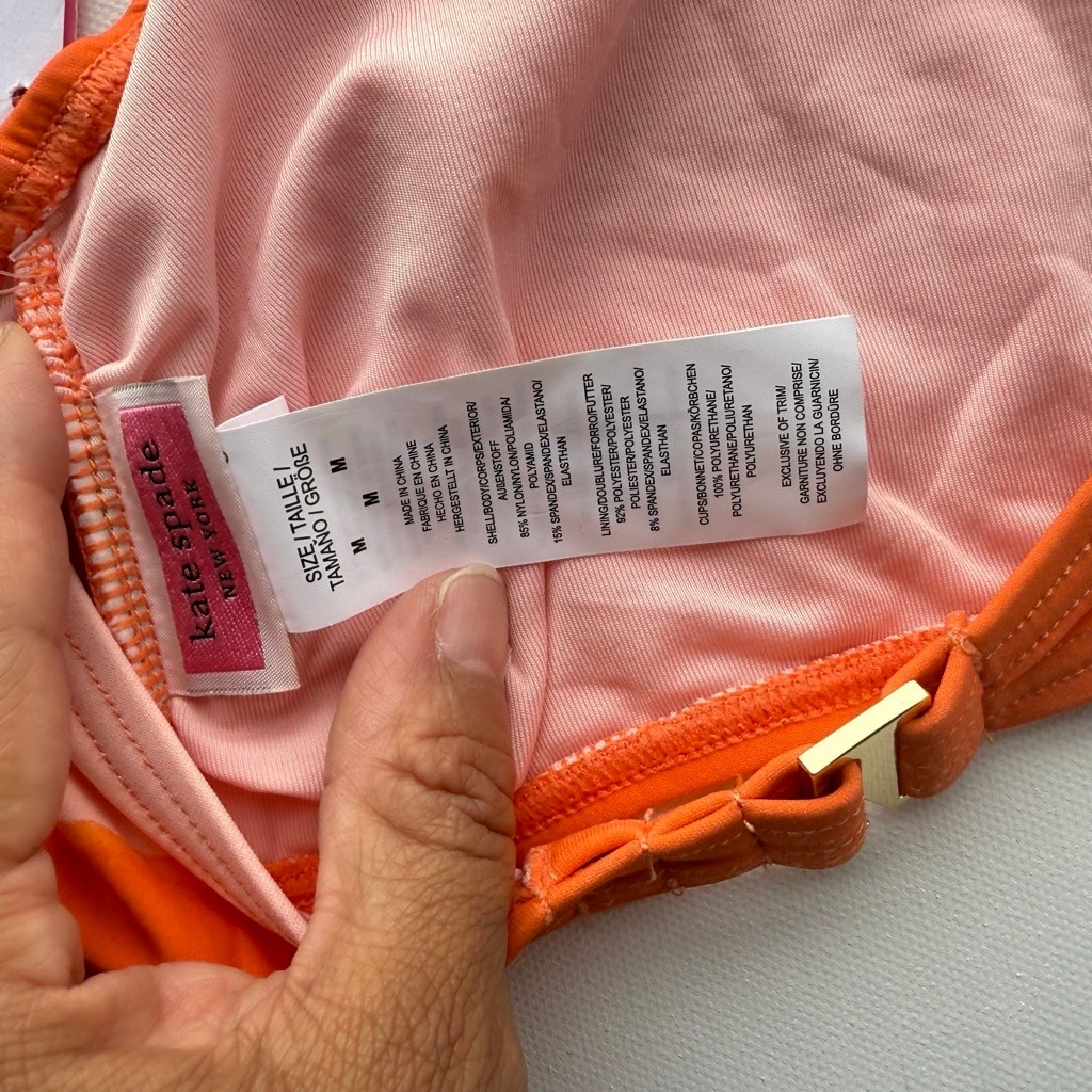 Women's Kate Spade Orange Pink Striped Bikini Top M thumbnail 6