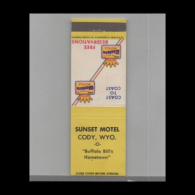 Matchbook Cover Sunset Motel Best Western Cody, WY