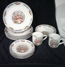 13pc  International Tableworks Appletime Stoneware Dinnerware dishes set.