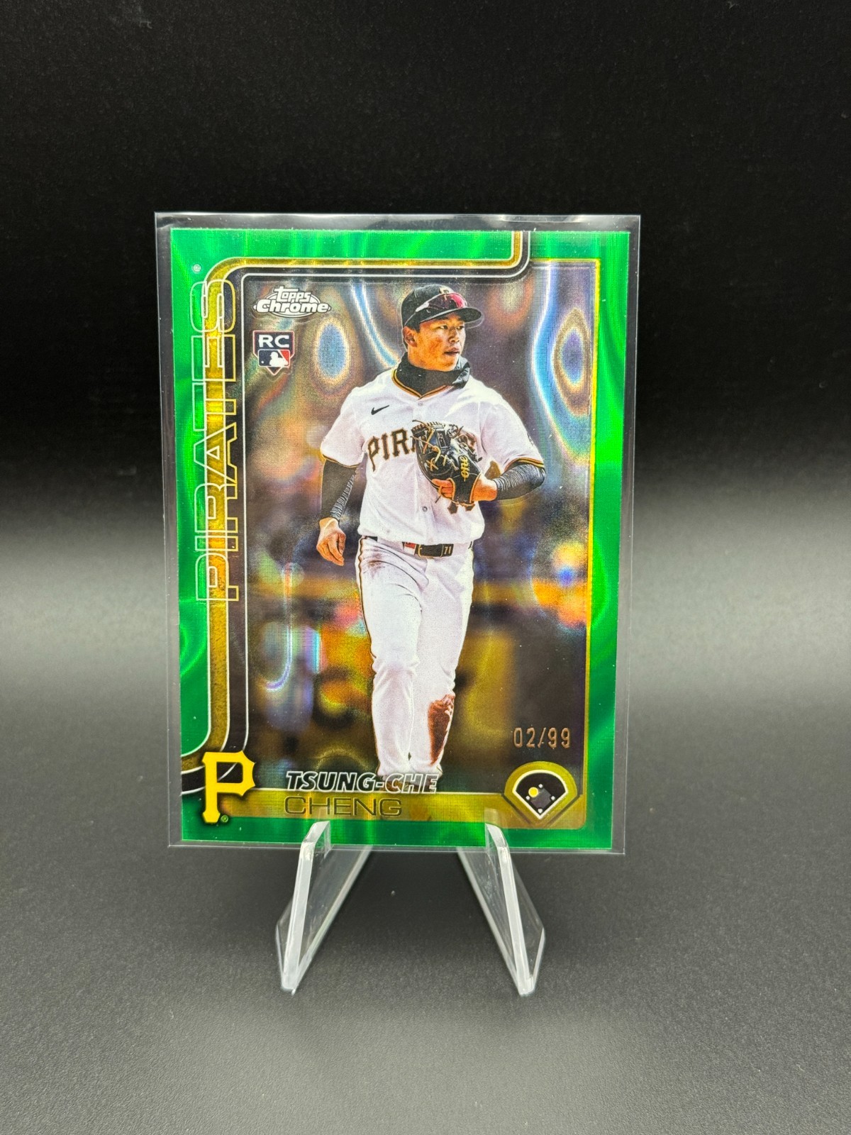 TSUNG-CHE CHENG 2025 TOPPS CHROME UPDATE ROOKIE USC74 GREEN LAVA RC 02 /99