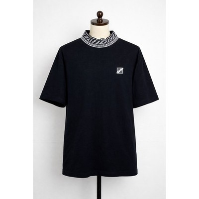 WE11DONE High Neck Logo 1/2 T-Shirt Mens Black Short Sleeve Graphic Logo XS