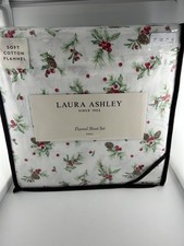 Laura Ashley PINECONE TOSS FULL 100 Cotton Flannel Woodland Christmas Sheet Set