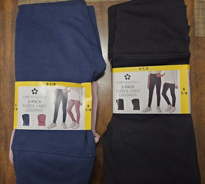 #ad #ad 4 Pairs Of Tuff Athletics Fleece Lined Leggings 2black 1 Rose 1blue S7 8 Girls $34.99
