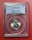 1942 D Washington Silver Quarter, Premium Gem, PCGS Graded MS66.  Bright White!