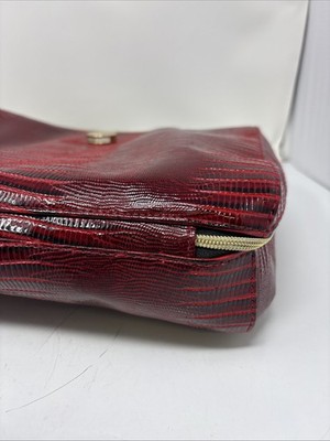 Estée Lauder Red Croc Embossed Makeup Cosmetic Travel Case Large