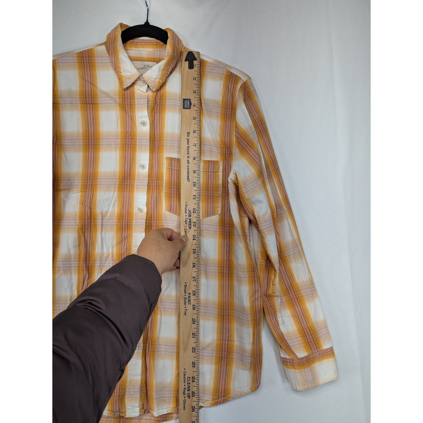 Universal Thread Orange Yellow Plaid Button Down … - image 4
