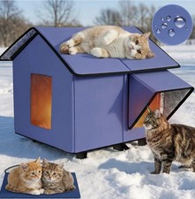 Heated Cat House - Indestructible Heated Cat Waterproof, Safe Escape Door
