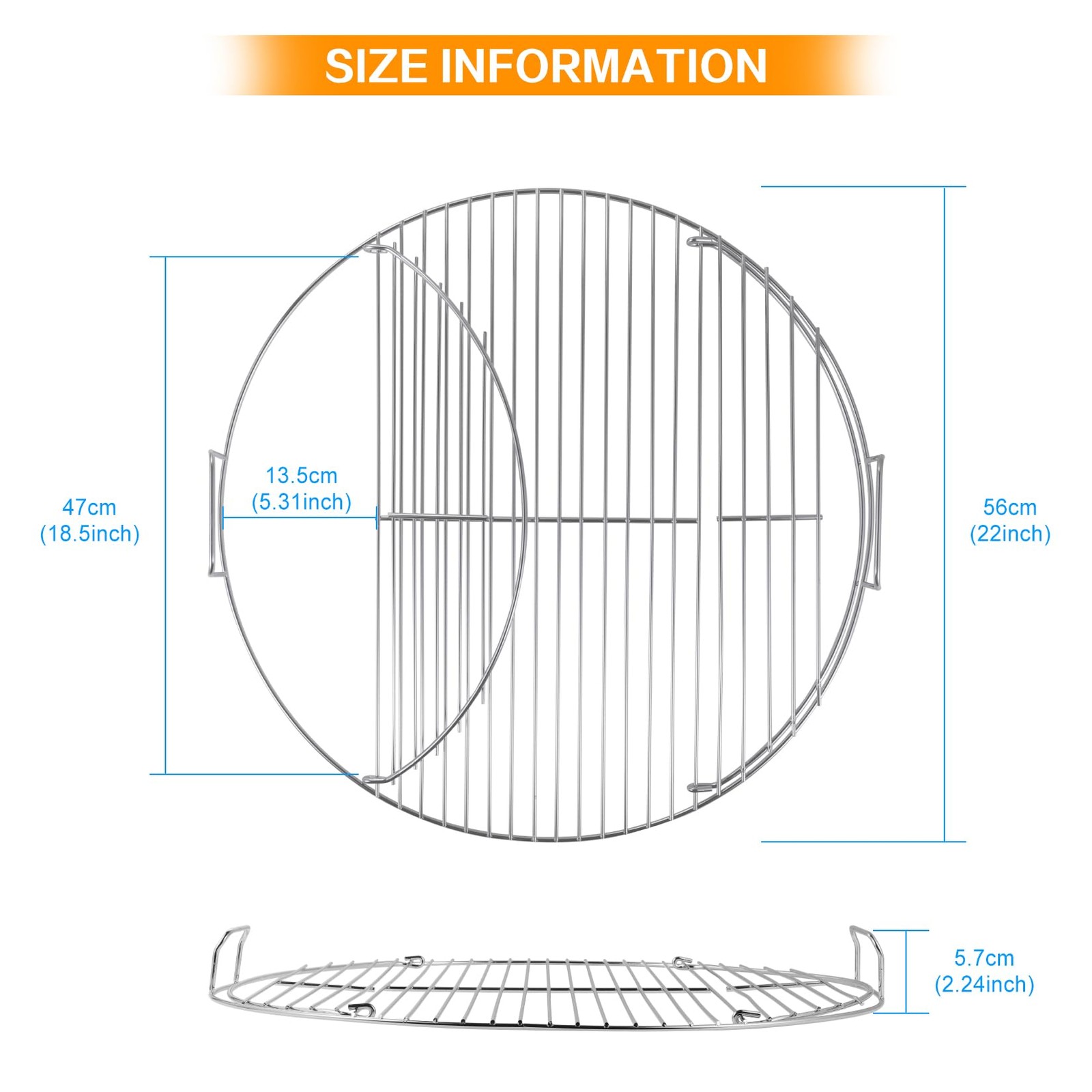 Replacement Cooking Grate, Hinged Cooking Grate for 22” Charcoal Grill
