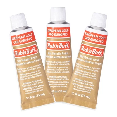 AMACO Rub n Buff Wax Metallic Finish -?3 Rub n Buff European Gold 15ml Tubes ...