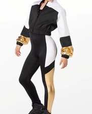 Weissman 14753 Hip Hop Black Gold Dance Costume Size XXL Women's 10-12 W25