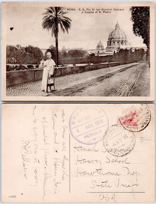 Italy Roma S S Pio XI Giardini Vaticani Basilica San Pietro Palm 1924 Postcard