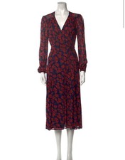 Reformation Long Sleeve Wrap Tie Floral Midi Dress