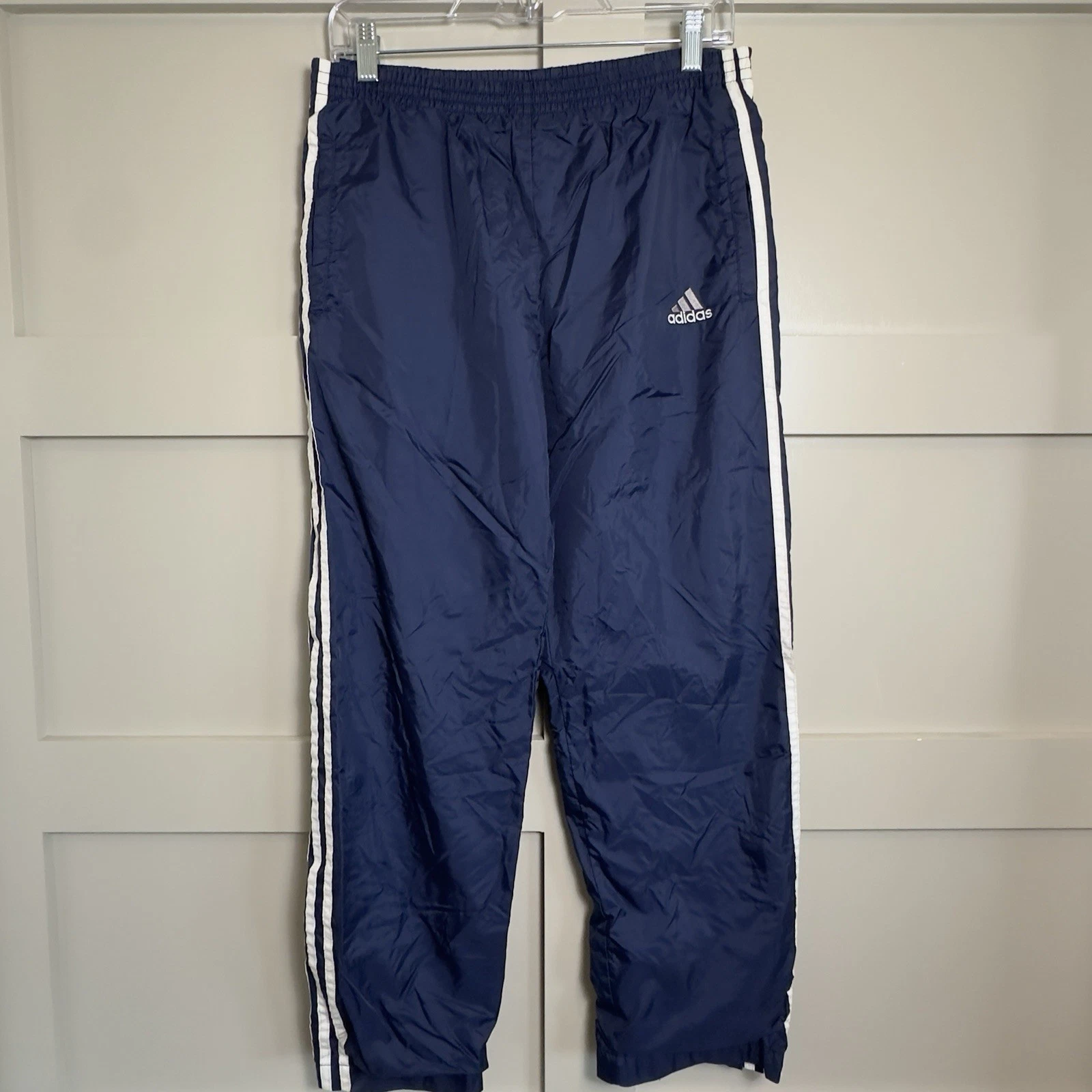 Vintage Adidas Breakaway Pants Blue Snap Side Tearaway 3 Stripe Men’s Size Large