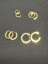 Gold Plated Set Of 4 Huggie Hoop Earrings, All Sizes, CZ Accents On 1 Set