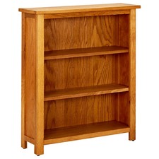 vidaXL 3-Tier Bookcase Solid Oak Wood 27.6 x 8.9 x 32.3 in Rustic Display Shelf