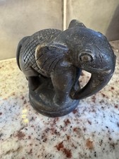 Rare Antique Elephant Heavy & Small 2.75” Tall & 1.36 Lbs! VERY OLD Hand Carved