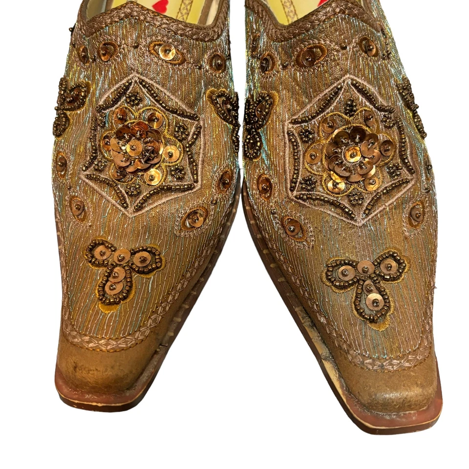 Luichiny Patia - Zapato de vestir para mujer tostado con cuentas - Punta puntiaguda - Occidental - Talla 7 Foto 2 de 4