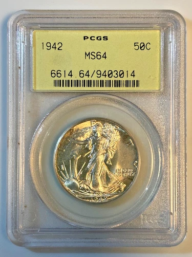 1942 Walking Liberty Half Dollar PCGS MS64 Brilliant Luster Certified Silver 50C
