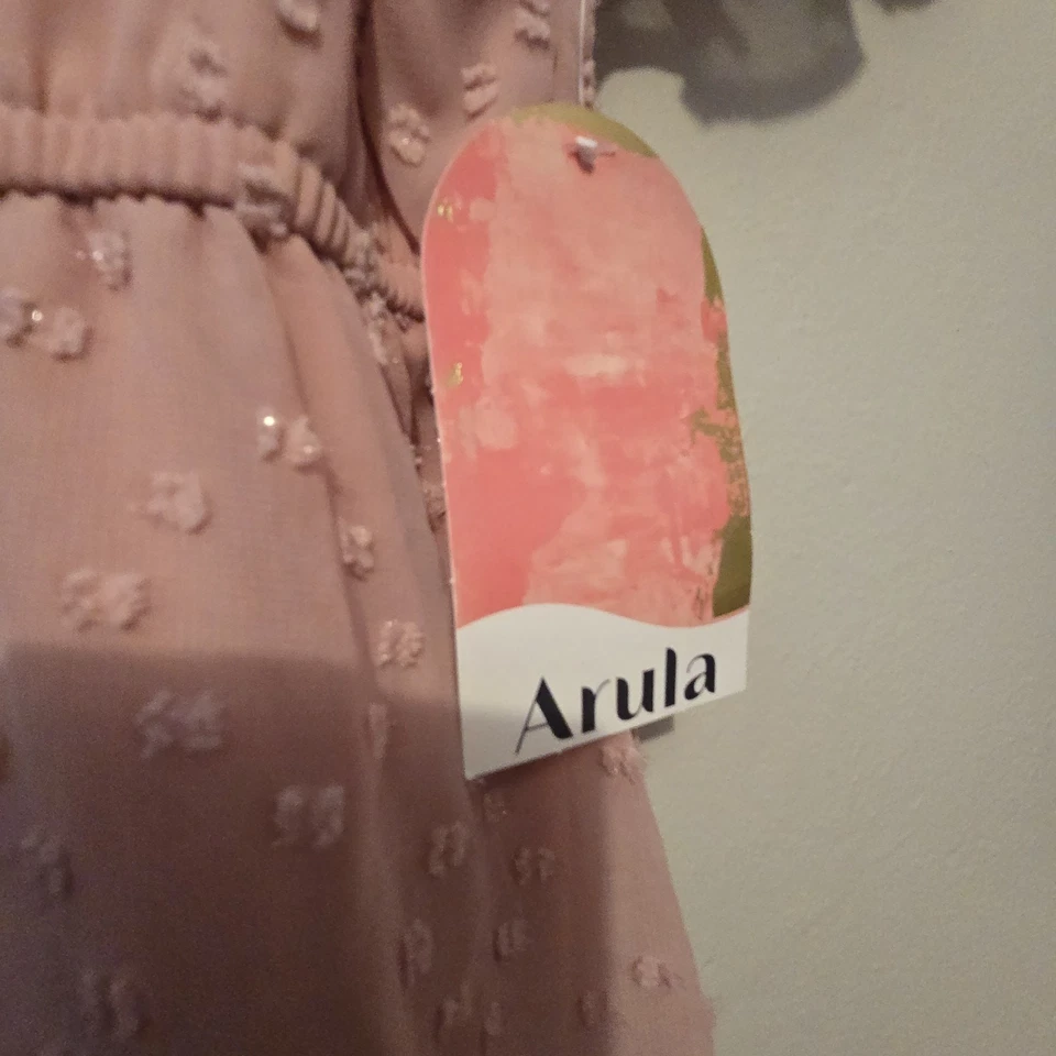 Arula NWT Womens Clip Dot Tiered Dress Sz A 1X 14/16 Dusty Rose Cottage Coquette - Image 4 of 4
