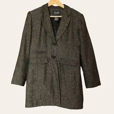 Herringbone Jacket Women's Coat Sparkly Pockets Size 10
