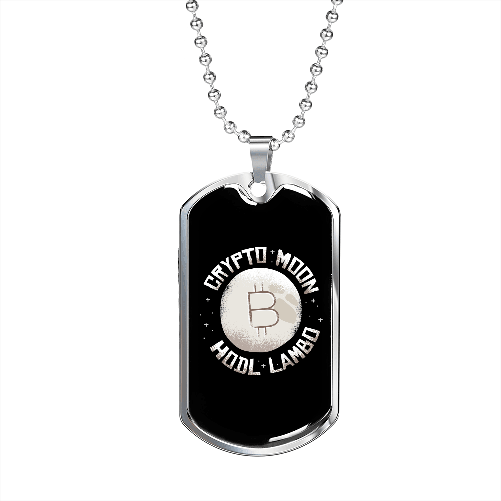 Crypto Moon Crypto Necklace Stainless Steel or 18k Gold Dog Tag 24