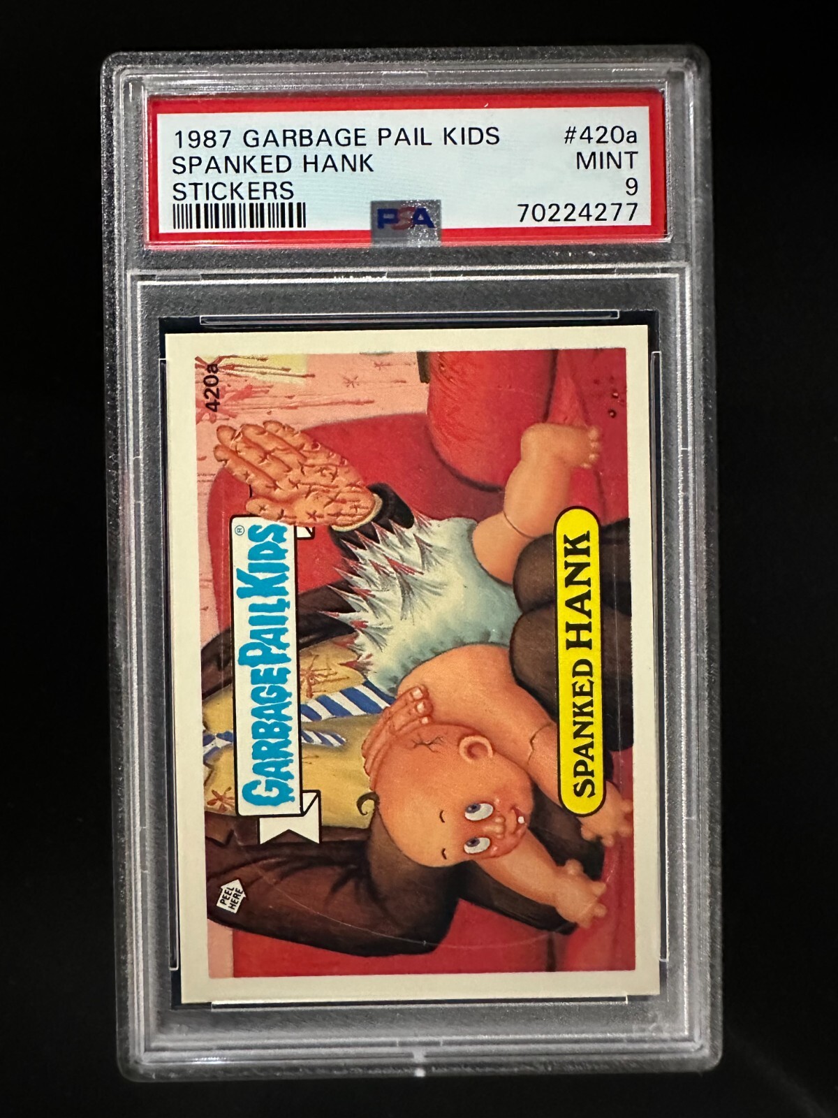 1987 Garbage Pail Kids #420a - Spanked Hank - PSA 9 view 2