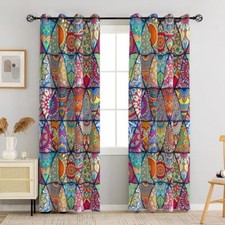 Boho Mandala 100 Blackout Curtains for Bedroom 52"W x 84"L Pack of 2 Boho 2