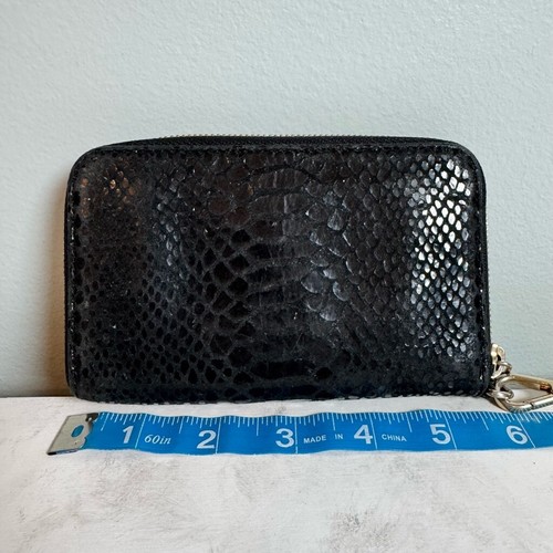 Women's Michael Kors Essential Zip Wristlet Wallet Black Python Gold Hardware - Picture 7 of 8