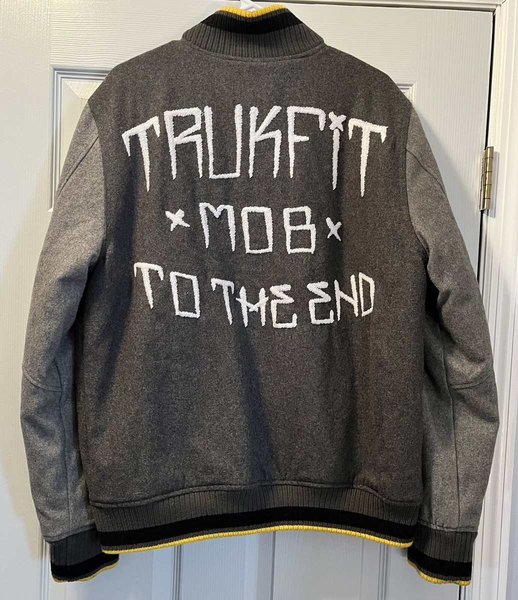 Trukfit Mob Varsity Jacket Mens Large Gray Lil Wayne Lil