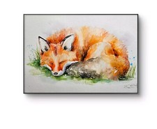 Original watercolour painting signed by Elle Smith Art of A Fox, wall art, decor