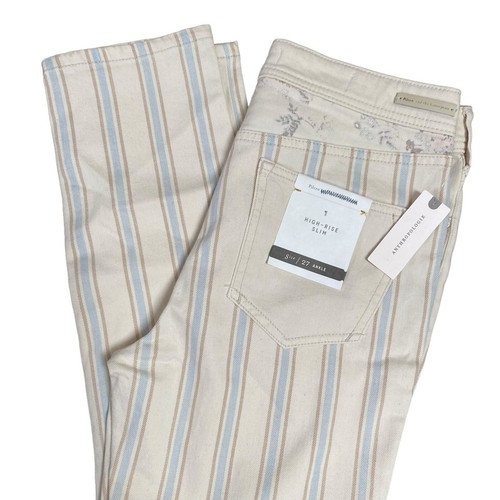 Pantalones de mezclilla Pilcro & The Letterpress Anthropologie talla 27 tiro alto a rayas al tobillo - Imagen 1 de 11