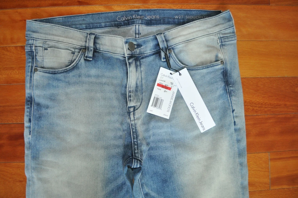👍 Nuevo CALVIN KLEIN W27 Vaqueros DC4 NUBE OSCURA SOUCHY SKINNY Mujer Foto 2 de 4
