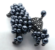 Kenneth Jay Lane Pin Brooch Gunmetal Faux Pearls Rhinestones KJL Vintage New 337