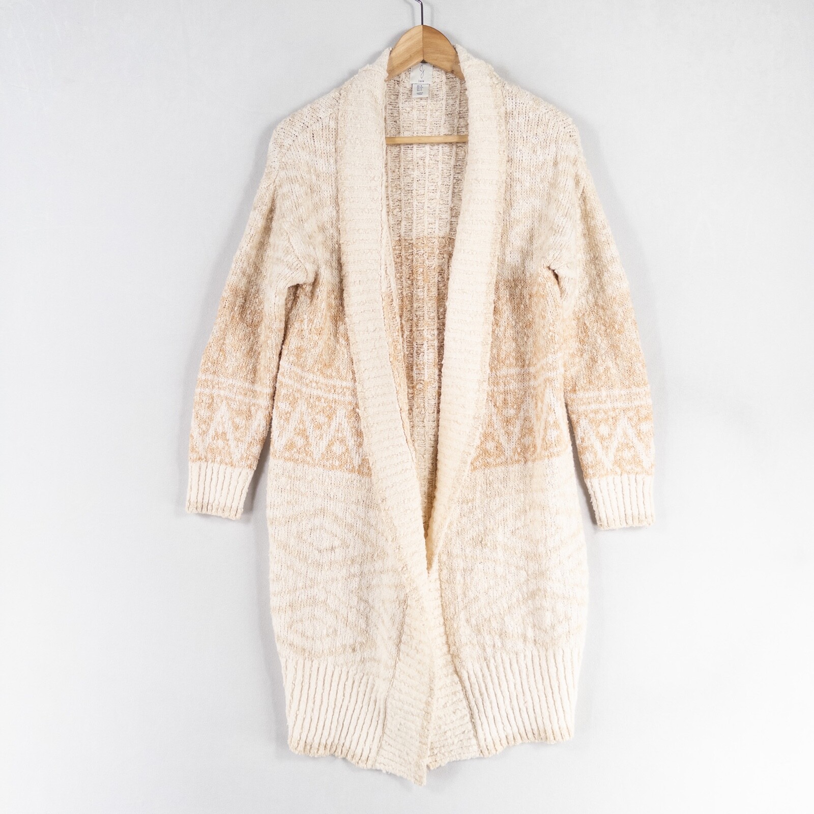 Joie Cardigan Sweater Coatigan Womens Small Cream Tan Nubby Nordic