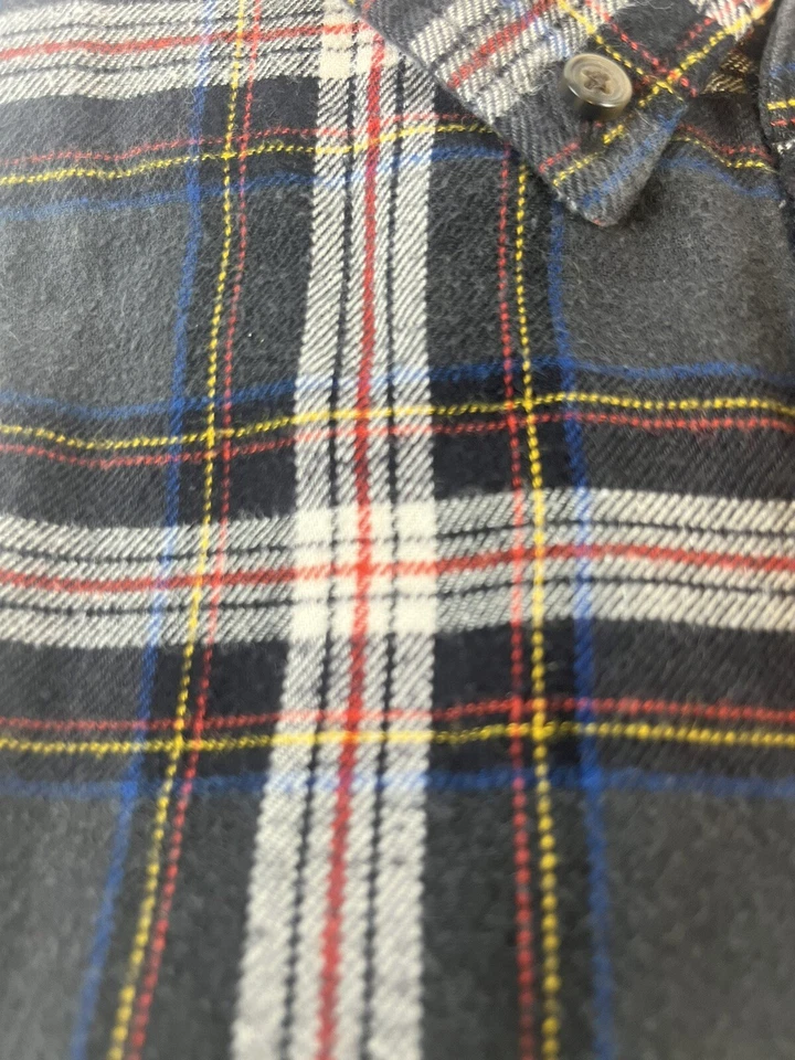 Camisa xadrez flanela 100% algodão tamanho XL cinza preto branco bolso LS St Johns Bay - Imagem 2 de 2