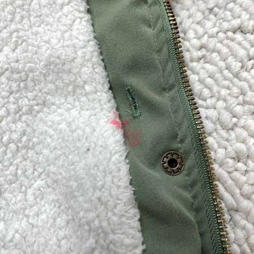 Emma & Elsa Parka Jacket Girls Medium 10/12 Green Zip Up Snap Faux Fur Lined - Picture 6 of 15