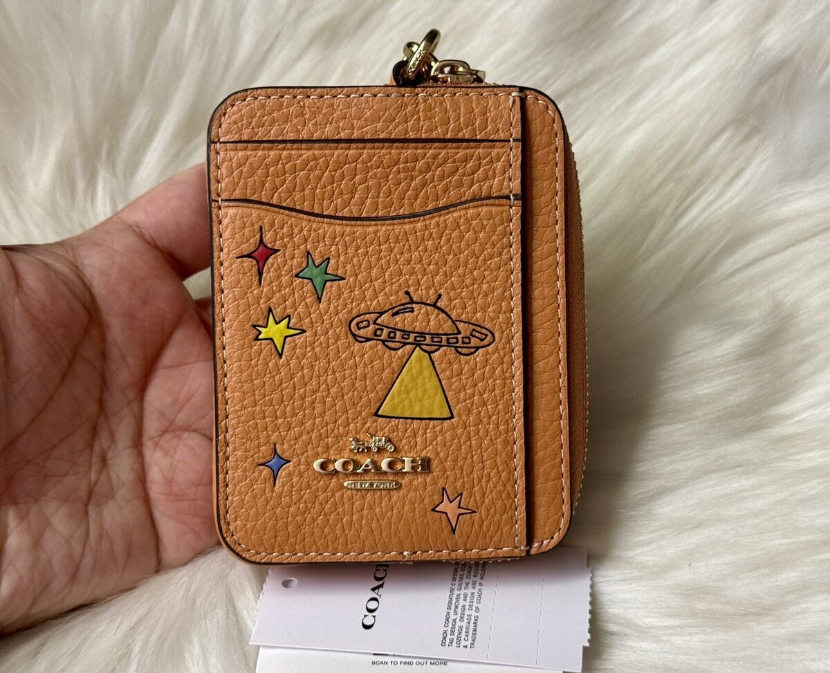 NWT Coach X Observed By Us Zip Card Case Gold / Faded Orange NWT Coach X Observed By Us Zip Card Case Gold / Faded Orange