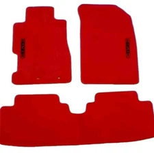 Fit 01-05 HONDA CIVIC Red Nylon Floor Mats Carpet W/ Emblem 