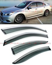For 2015-18 Subaru Legacy Sedan Clip-on Smoke Tinted Window Visor W Chrome Trim For 2015-18 Subaru Legacy Sedan Clip-on Smoke Tinted Window Visor W Chrome Trim