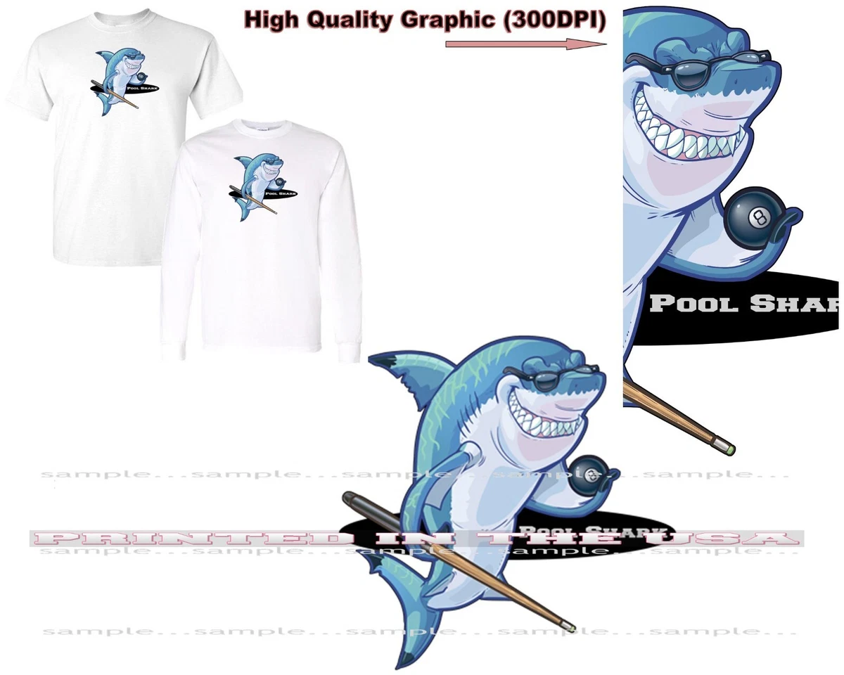 Great White Pool Shark With Eight 8 Ball Pool Billiards Player