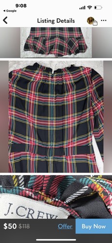 NWOT J Crew Tartan Plaid Lightweight Ice Cool MIDI Dress Sz 2 - Picture 2 of 3
