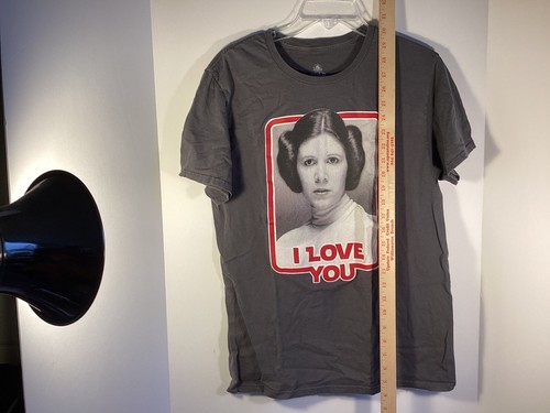 Prinzessin Leia Star Wars T-Shirt grau S M Rundhalsausschnitt SS "I Love You" Grafik gebraucht, in einwandfreiem Zustand - Bild 1 von 6