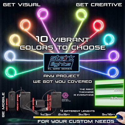 Thicker Neon LED Light Glow EL Wire + Control String Strip Rope Tube Decor Party