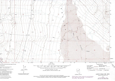 Leppy Peak NW, Nevada 1982 Vintage USGS Topo Map 7.5 Quadrangle Topographic