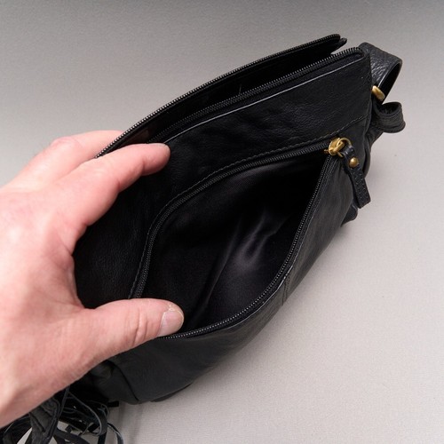 Great American Leather Works Black Crossbody Purse Bag Handbag Adjustable Strap - Picture 5 of 14