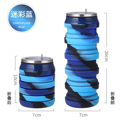 Silicone Foldable Cup Coke Can Open Retractable Sports Water Bottle Travel