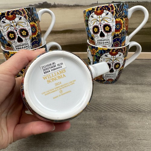Williams Sonoma Day of the Dead Dia de los Muertos Mugs Set /5 Sugar Skull NWOB - Picture 4 of 7