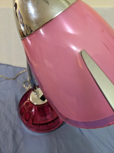 PINK Flossy Organizer Desk Lamp with AC Outlet Lazy Susan 11" neck - Picture 10 of 12